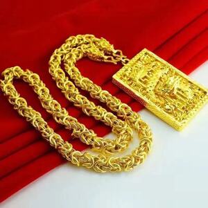 周大福星月正品金项链男老板链生肖龙头项链吊坠长款粗链时尚首饰