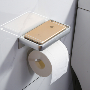 卫生间卷纸架厕所免打孔纸巾架浴室壁挂式抽纸挂架简约手机置物架