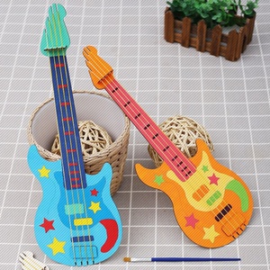 幼儿园儿童手工音乐课道具制作diy木质绘画涂色吉他贝斯材料包