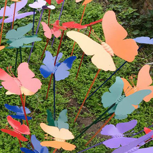 立体仿真铁艺蝴蝶摆件户外园林景观庭院花园公园草丛婚庆装饰雕塑