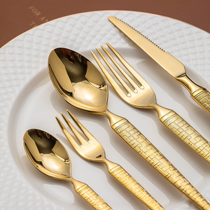 高档304不锈钢刀叉套装高级感欧式西餐餐具家用牛排刀叉勺金银色