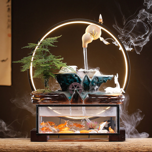 sujing212淘宝客厅家用流水摆件小型鱼缸循环增氧办公桌面景观办公