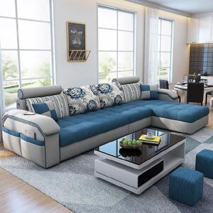 7字沙发客厅整装7字型组合木头居室转角高靠背贵妃小平房沙发.