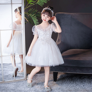六一儿童节新款演出服白色公主裙蓬蓬纱裙幼儿园女童舞蹈表演服装