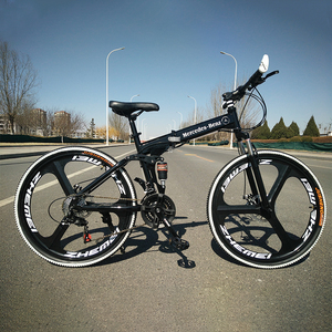 奔驰折叠山地自行车男女学生成人双减震变速越野赛车公路单车