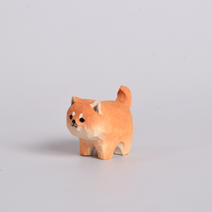 木雕柴犬手办小狗生日礼物车载车内饰品木头小动物摆件木质秋田犬