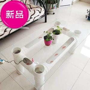 管创意鱼缸 pvc阳台◆定制◆水管式养鱼种花管道茶几自循环过滤创