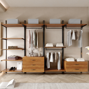 开放式衣柜衣帽间置物架挂墙金属衣架落地卧室铁艺步入式挂衣架子