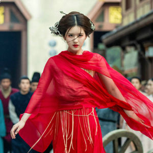 古典民族舞汉服赵露思全套同款纱衣三公主仙女红古装陈芊芊表演服