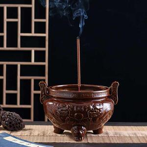 坟前香炉祭祀户外墓地家用香炉插香圆形带耳朵供佛香熏.供奉上香