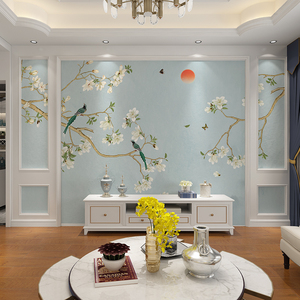 电视墙壁画素雅