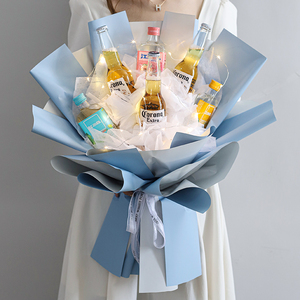 啤酒饮料花束创意diy材料包鲜花包装纸手工制作生日礼物送父亲节