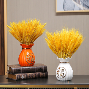 黄金麦穗花瓶大麦干花花束装饰品摆件室内客厅酒柜桌面仿真花摆设