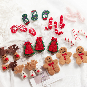 圣诞树装饰品羊毛毡diy材料包挂件配件吊饰姜饼人拐杖小礼包