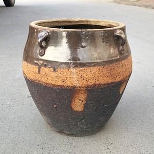 新品俗老物d件老坛子怀旧老农村咸菜坛子粗陶罐旧油盐坛子复古插