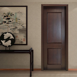 卡斯楠木门室内门卧室门实木门开放烤漆胡桃木色原木门新中式房门