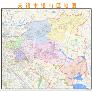 无锡市锡山区地图2021高清定制城市交通卫星影像办公会议室挂图