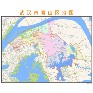 武汉市青山区行政区划地图高清定制2021城市交通卫星办公室挂图