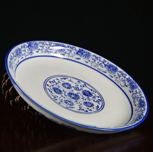 景德镇青花瓷陶瓷盘子菜盘釉下彩酒店厚中式窝盘怀旧传统家用汤盘