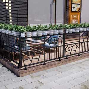 户外铁艺护栏商场店铺门口围栏绿植装饰栅栏室外庭院栏杆餐厅外.