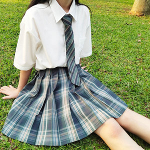 森林の来信兔缝缝jk制服裙正版原创全套学生套装绿格2021年新款女