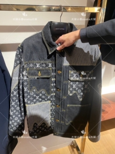 日本代购lv路易威登 条纹老花拼接 牛仔工装夹克外套 1a9k64