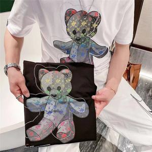 正品代购lvΗck联名短袖男大码t恤暴力熊同款印花烫钻半袖上衣女