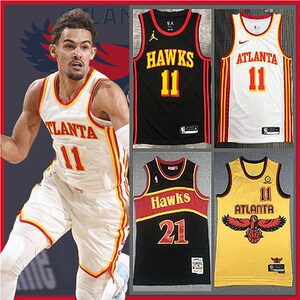 老鹰队11号特雷杨球衣21威尔金斯复古背心网眼透气韦伯刺绣篮球服