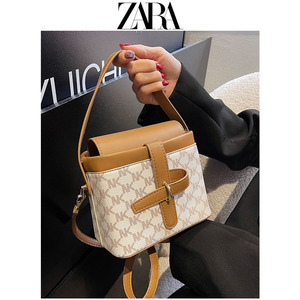 zara小众设计包包女2021冬季新款高级感水桶包百搭ins单肩斜挎包