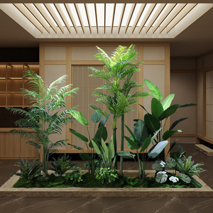 仿真绿植造景室内楼梯下景观假植物旅人蕉散尾葵盆栽办公室装饰