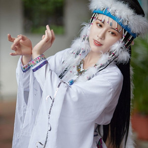 影视古装女还珠格格白色香妃同款衣服含香舞台装全套夏季日常拍摄