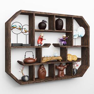 茶台后面柜子式挂墙壁挂式置物架隔断多宝阁格子架摆件简约茶具架