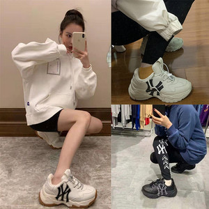 韩国正品mlb yankees洋基队老爹鞋增高休闲小白鞋ny男鞋la女鞋潮