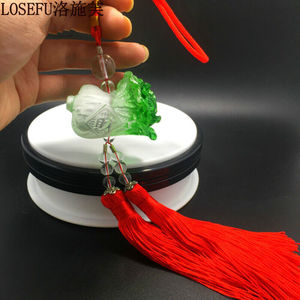 高档琉璃玉白菜汽车挂件男女大气漂亮平安车内挂饰车载吊坠红色流