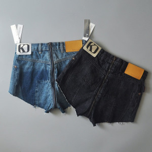 个性牛仔短裤2017夏全维拉链短裤毛边流苏热裤前后拉链超短裤女