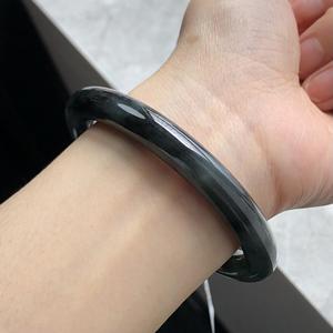 【仙女手镯】宝石矿物博士天然a货翡翠冰糯种 乌鸡圆条手镯