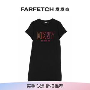 DKNY童装logo刺绣T恤式连衣裙FARFETCH发发奇