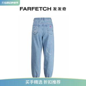 Aape女士logo刺绣高腰锥形牛仔裤FARFETCH发发奇