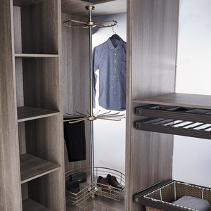 衣柜旋转裤架多功能转角挂衣杆衣帽间顶装挂衣架多层拐角收纳拉篮