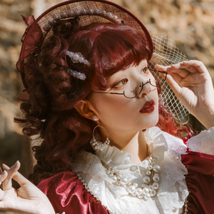 【魔法时间】魔女的骄傲深红色假发罗马卷平刘海lolita羊毛卷蓬松