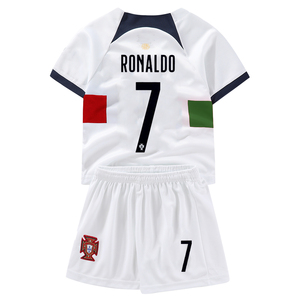 葡萄牙客场C罗7号球衣男女儿童亲子装白色足球服速干训练服定制
