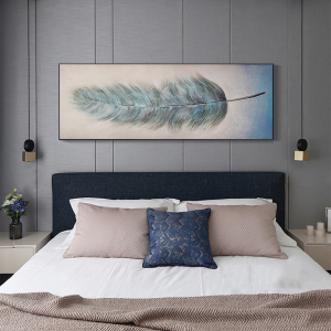 轻奢羽毛卧室床头装饰画房间现代简约挂画客厅背景墙壁画晶瓷画