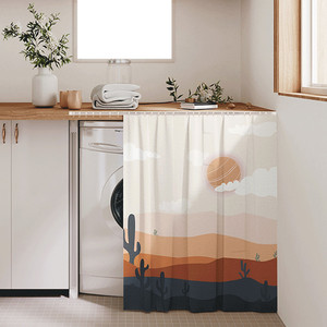 滚筒洗衣机帘防晒遮挡帘阳台橱柜帘子防水盖布遮阳帘滑轨挂帘门帘