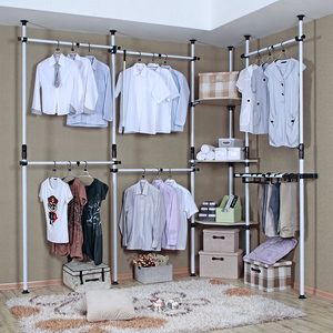 钢架简易衣柜卧室开放式拐角组合衣橱转角钢管衣架子步入式衣帽间