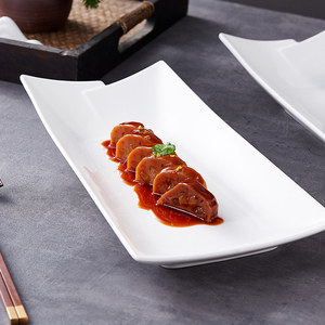 菜盘鱼盘高级感长型蒸鱼盘酒店饭店特色中式盘子长方形冷菜凉菜盘