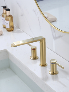 duravit杜拉维特三孔冷热面盆金色水龙头浴室洗脸盆黑色全铜卫生