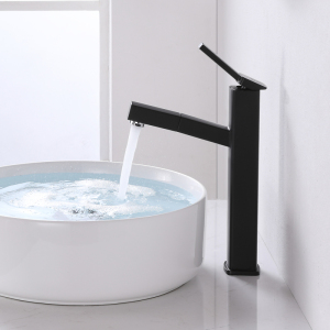 duravit杜拉维特卫浴抽拉式全铜冷热洗手盆水龙头黑色台盆单孔洗