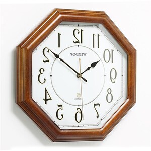 威度 八角形木制t欧式时尚石英钟表挂钟客厅