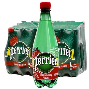 perrier巴黎水500ML24瓶整箱苏打水含气原味草莓青柠味饮料气泡水