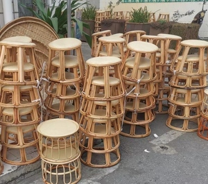 云南傣族凳子竹子编织实物图圆形工艺品泰国东南亚餐厅缅甸